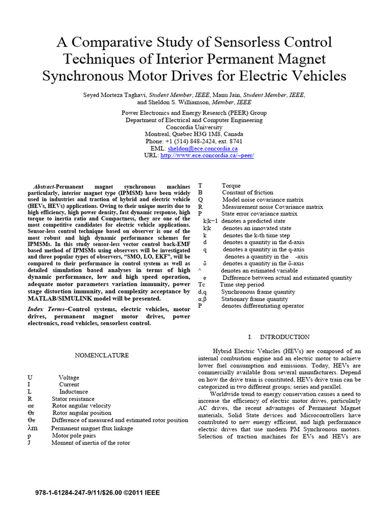 Sensorless Control of IPMSM Drives | PDF | Electric Motor | Electrical ...