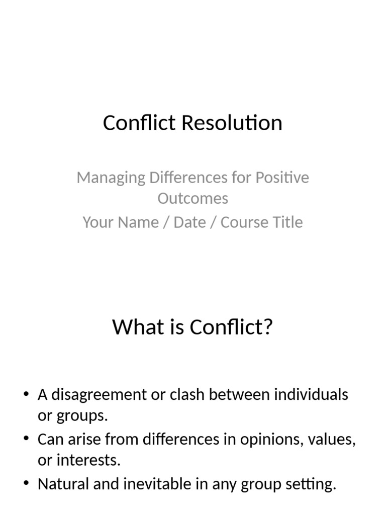 Conflict Resolution Strategies Explained | PDF