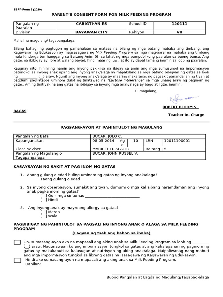 Feeding Parents Consent New | PDF