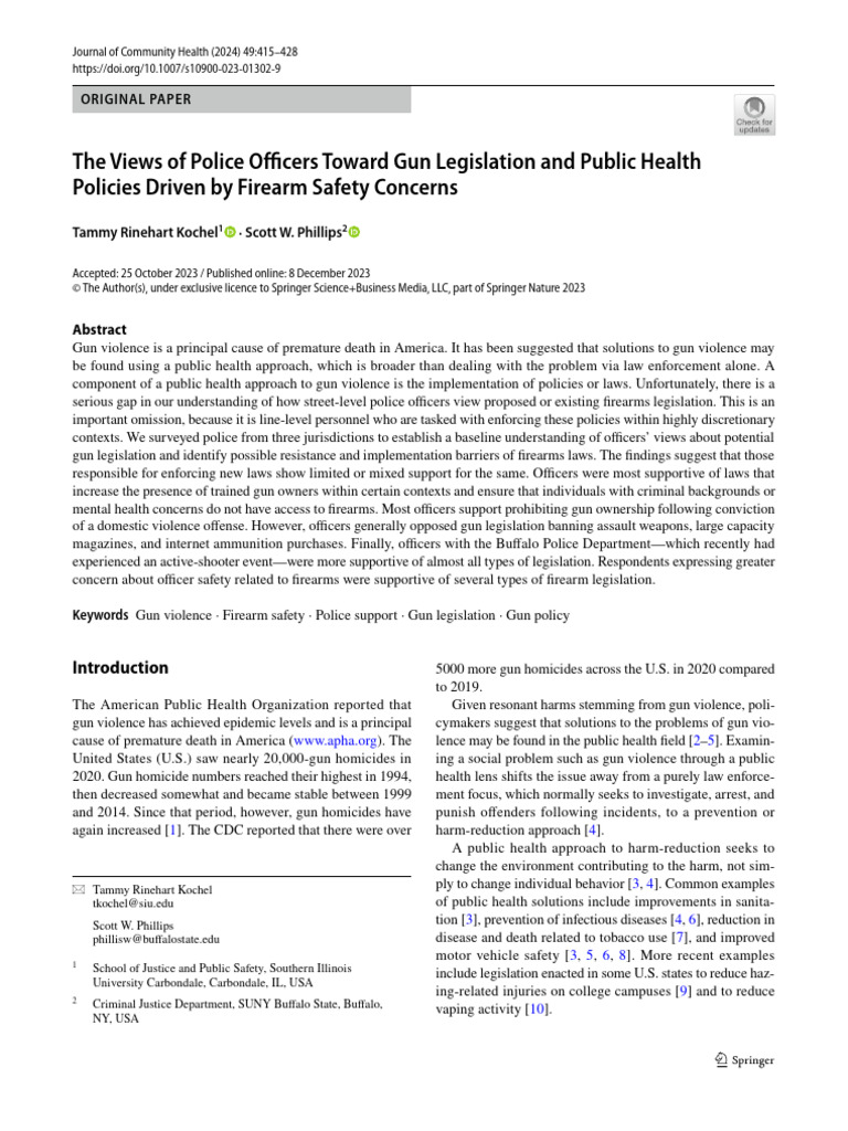 Police Perspectives on Gun Legislation | PDF | Gun Violence In The ...