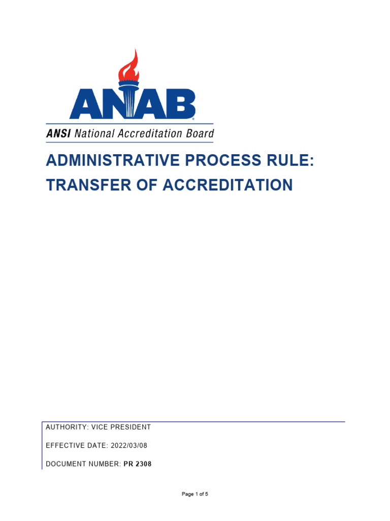 Transfer of Accreditation Process Guide | PDF