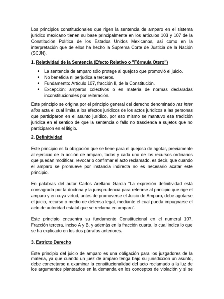 Los Principios Constitucionales Que Rigen La Sentencia de Amparo | PDF