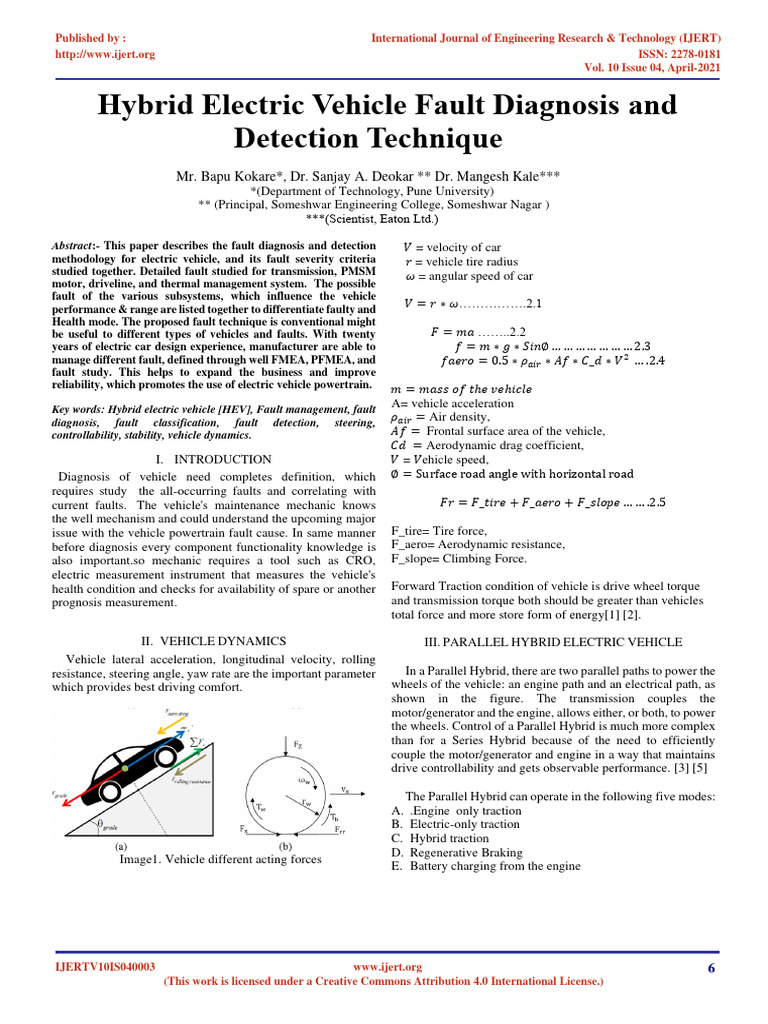 Hybrid Electric Vehicle Fault Detection Techniques | PDF | Anti Lock ...