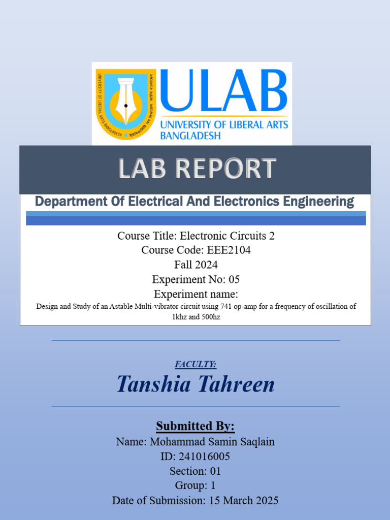MD. Samin Saqlain - 241016005 - LR5 - EEE2104 - Electronics Circuit 2 ...