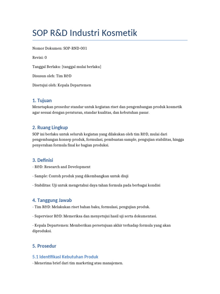 Prosedur R&D Produk Kosmetik | PDF