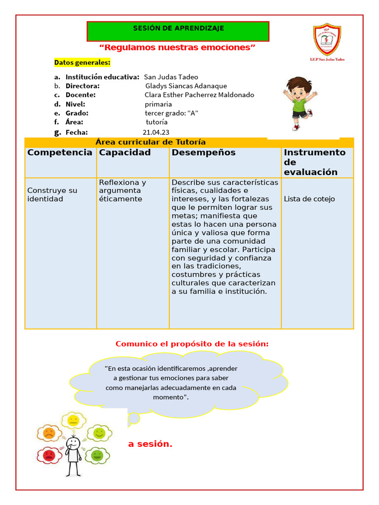 Regulación Emocional en Tercer Grado | PDF | Las emociones | Sicología