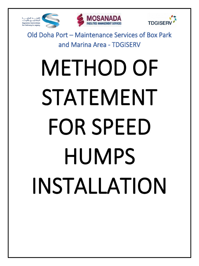 Speed Hump Installation Method Statement | PDF | Road | Traffic