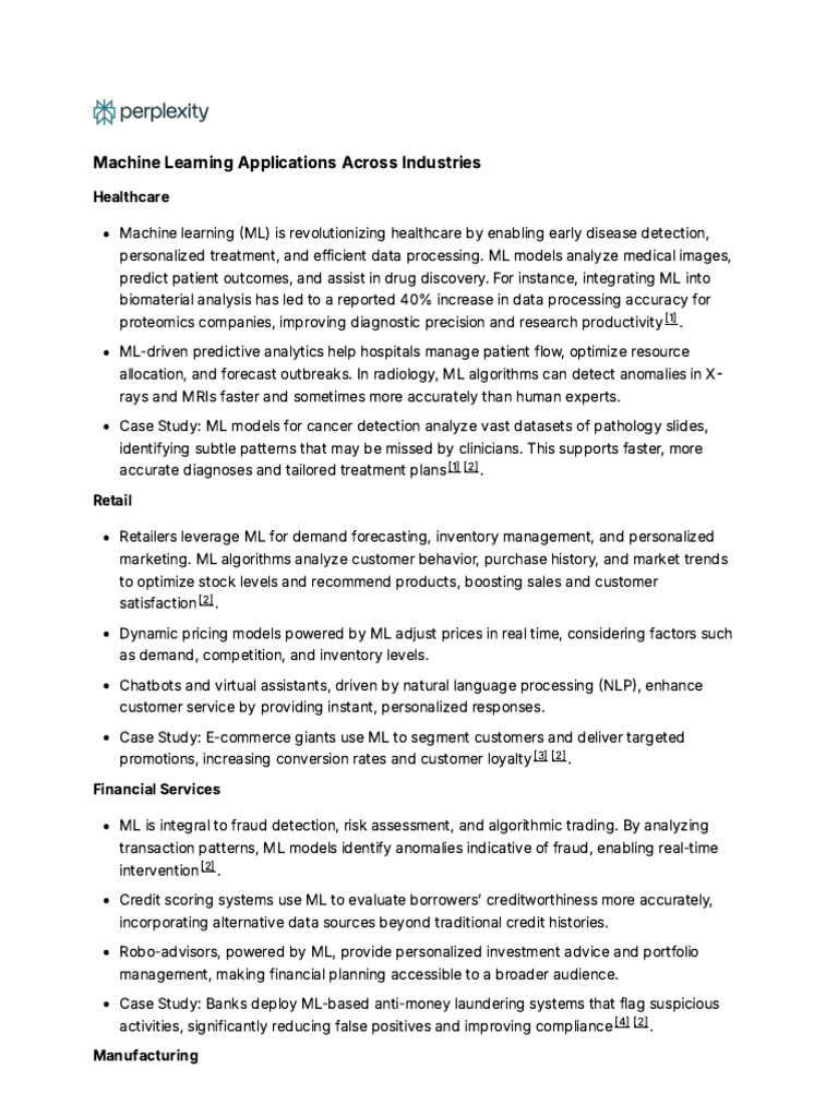 Machine Learning Applications Across Industries | PDF | Machine ...