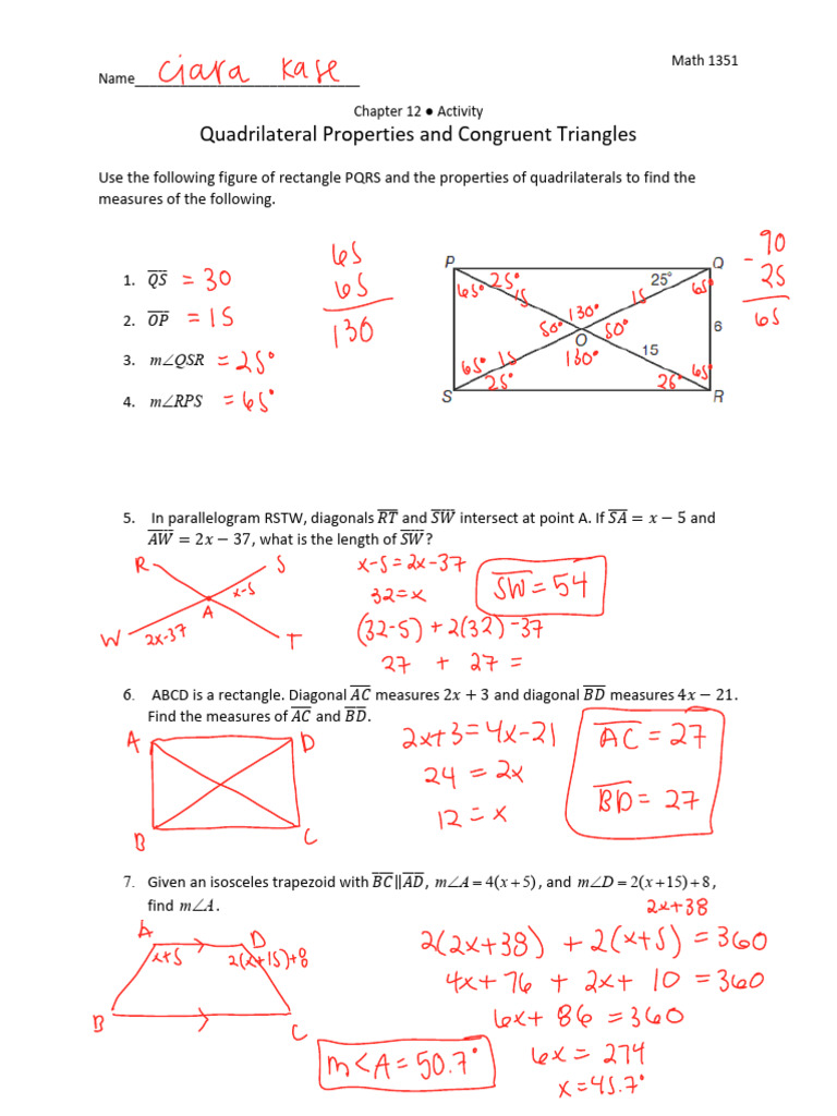 Chapter+12+Activity+-+Quadrilateral+Properties | PDF | Rectangle ...