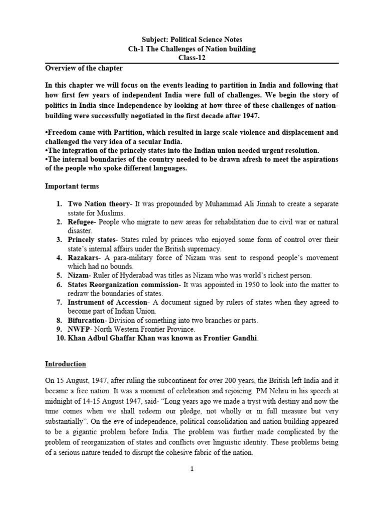 Challenges of Nation Developing | PDF | Partition Of India | Mahatma Gandhi