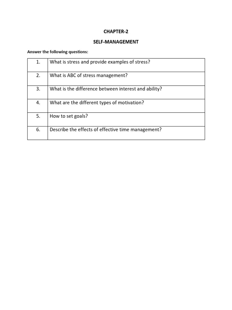 Self Management | PDF