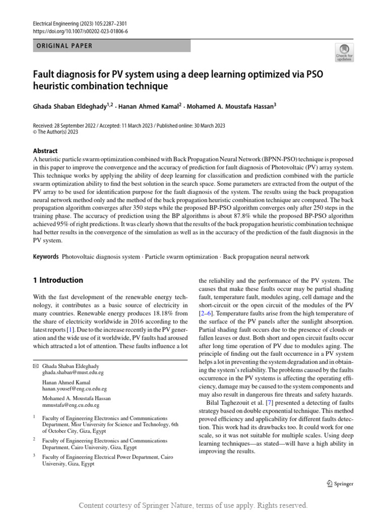 Fault Diagnosis for PV System Using a Deep Learnin | PDF | Deep ...