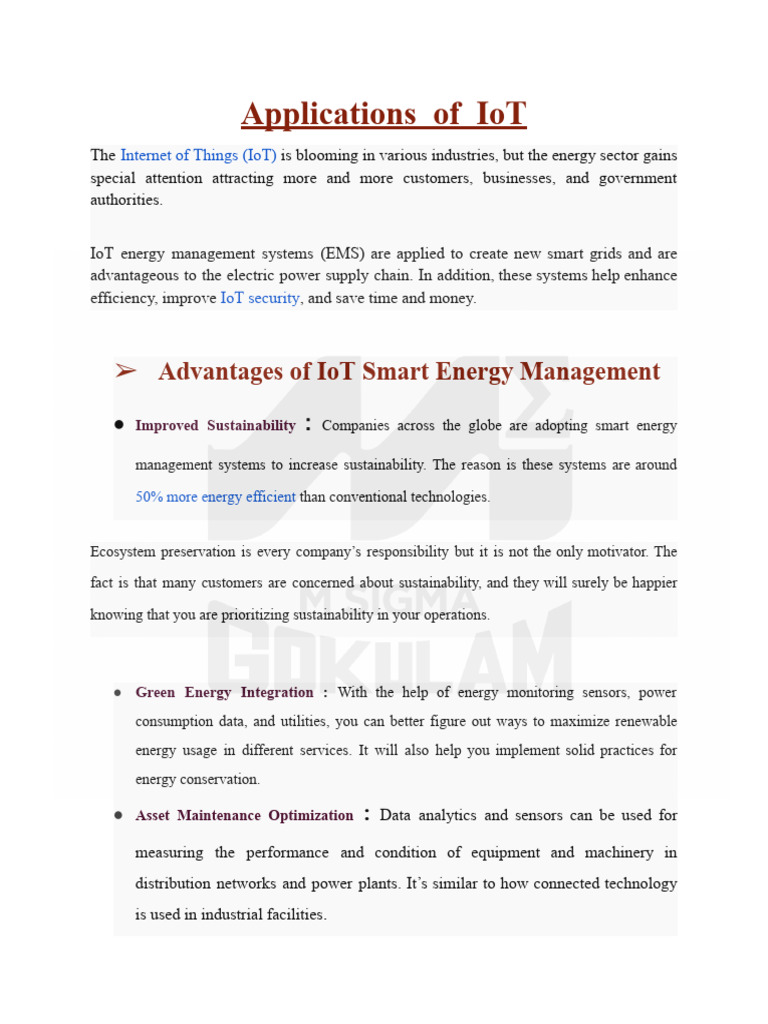 IoT Applications in Energy Management | PDF | Internet Of Things ...
