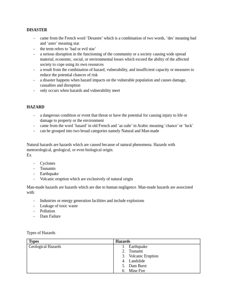 Understanding Disasters and Hazards | PDF | Natural Disasters | Hazards