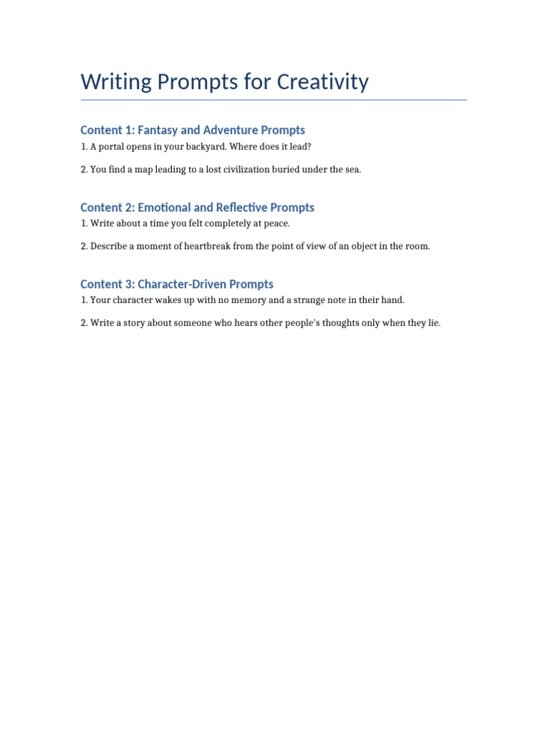 Creative Writing Prompts Collection | PDF