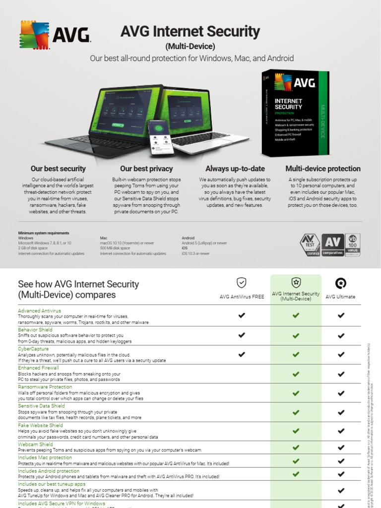 Datasheet AVG-Internet-Security Multi Device | PDF | Malware ...