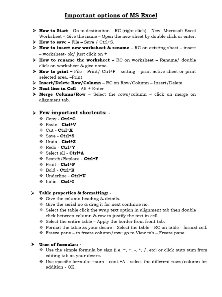 Essential MS Excel Tips and Shortcuts | PDF