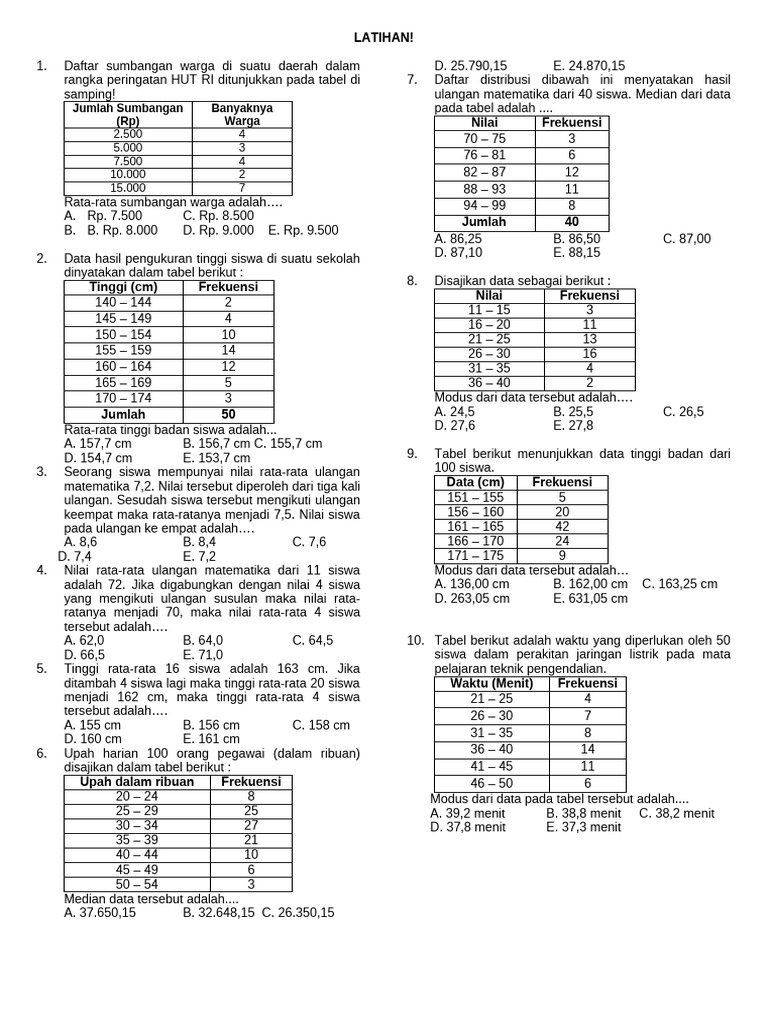 Rata-rata dan Modus Data Sumbangan Siswa | PDF