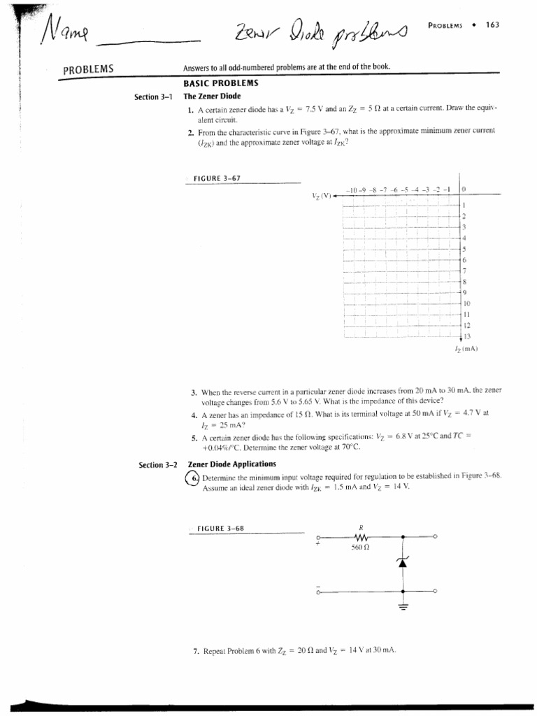 Zener Diode Practice Exercise Handout | PDF | Diode | Computer Engineering