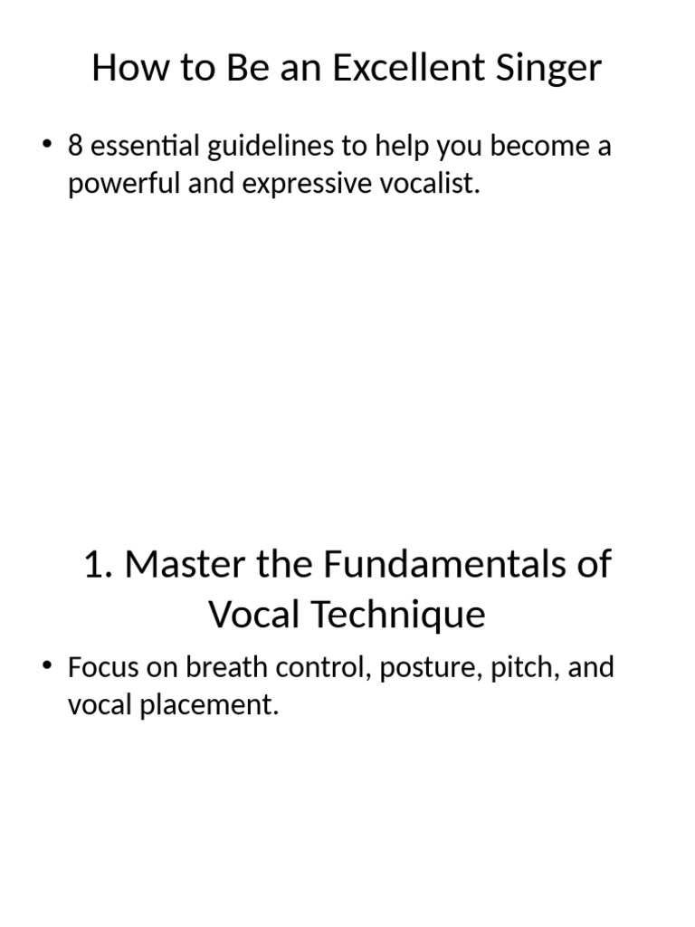 Mastering Vocal Excellence: 8 Tips | PDF