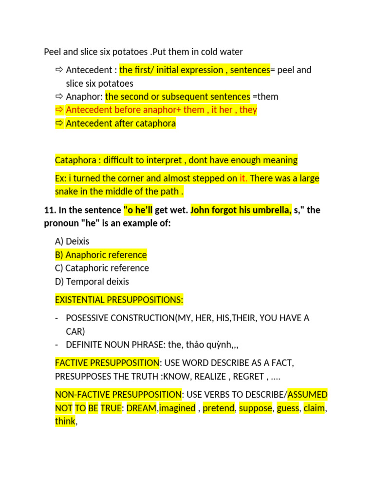 Understanding Anaphora and Speech Acts | PDF | Grammar | Semantic Units