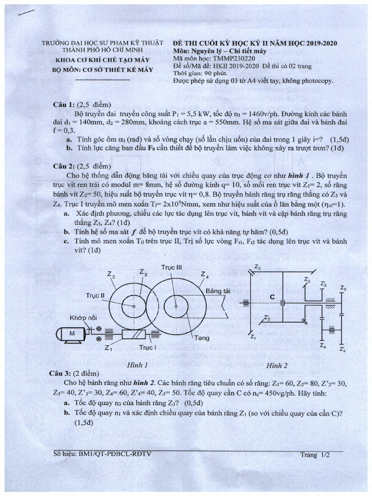 De Thi Tmmp230220 - Nguyen Ly Chi Tiet May | PDF | Vietnam