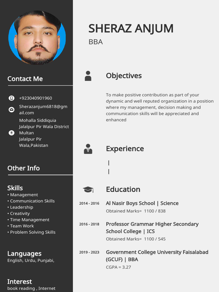 Sheraz CV - 1738383914 | PDF