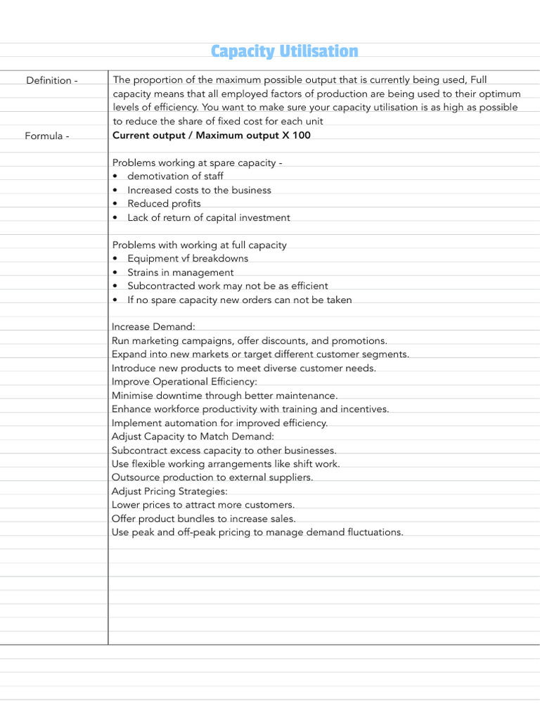 Understanding Capacity Utilisation Strategies | PDF
