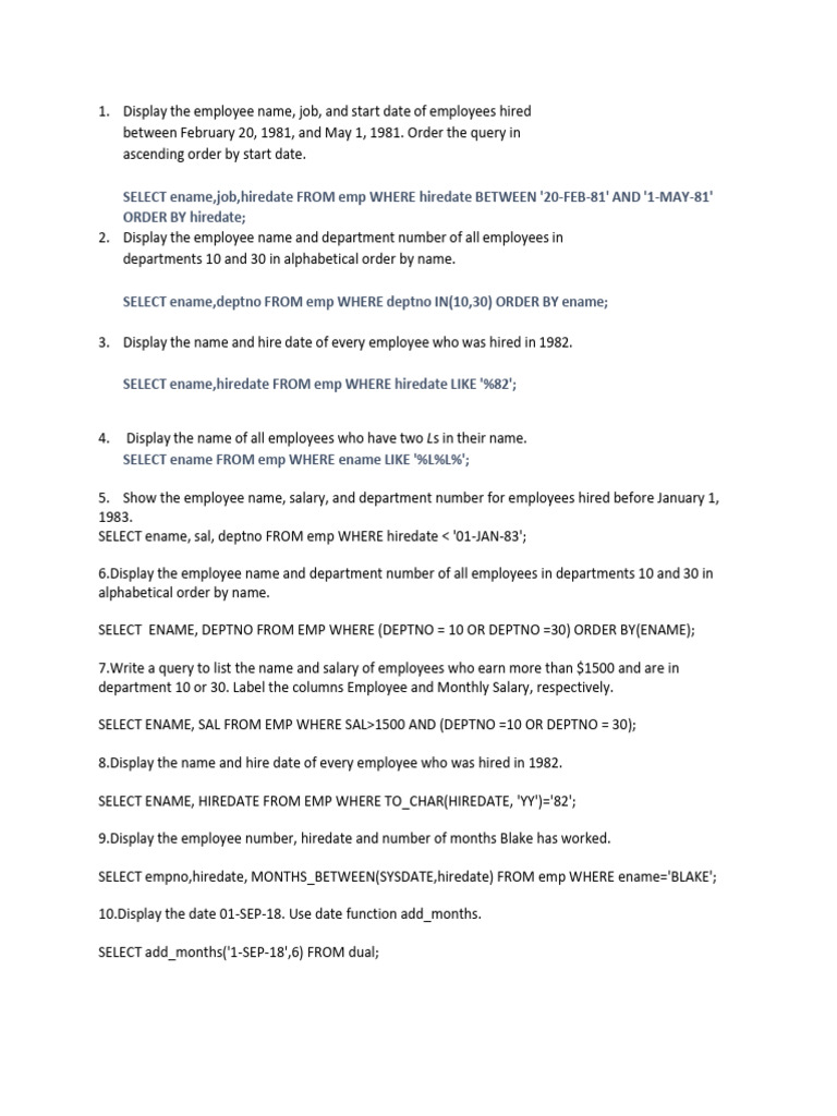 Employee Queries and Salary Analysis | PDF | Salary