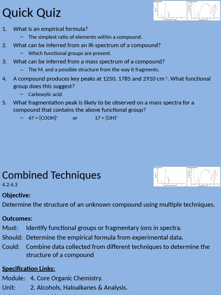 Analyzing Organic Compounds with Spectroscopy | PDF | Mass Spectrometry ...