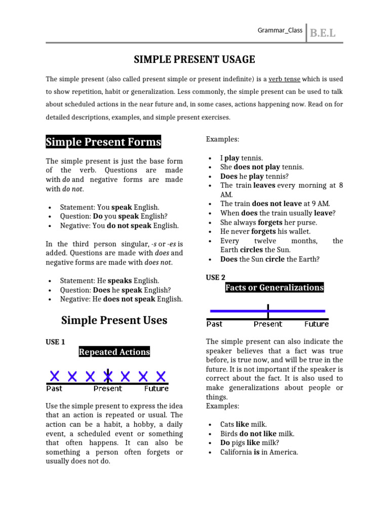 Simple Present Usage | PDF | English Language | Verb
