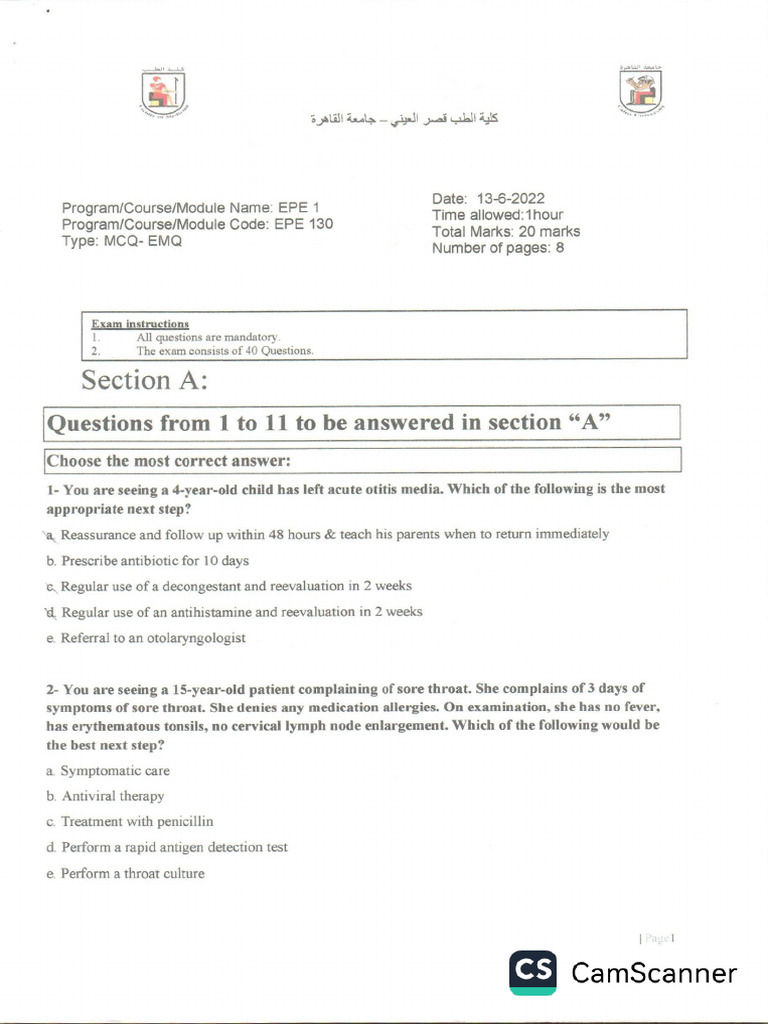 Exams Epe - 1 | PDF