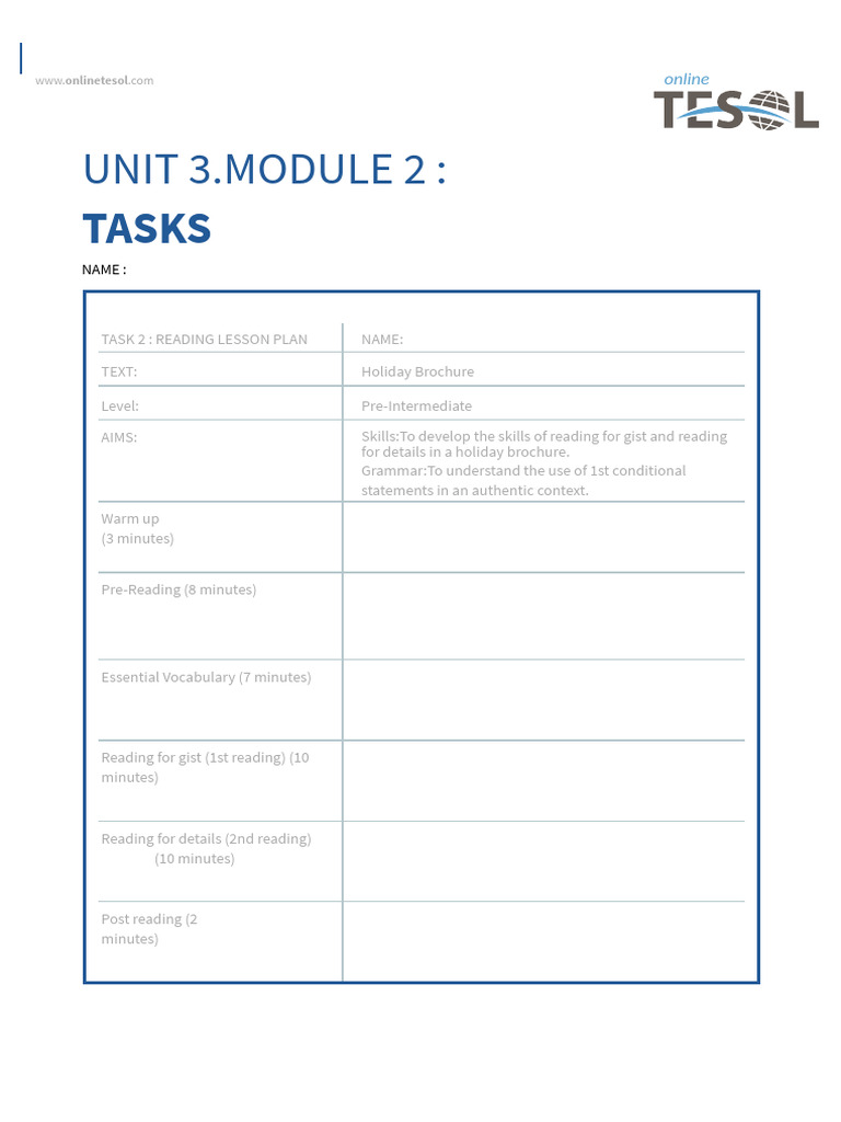 Pre-Intermediate Reading Lesson Plan | PDF