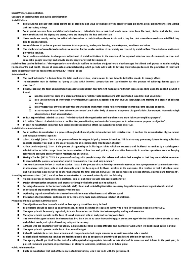 Social Welfare Administration Recruitment Employment