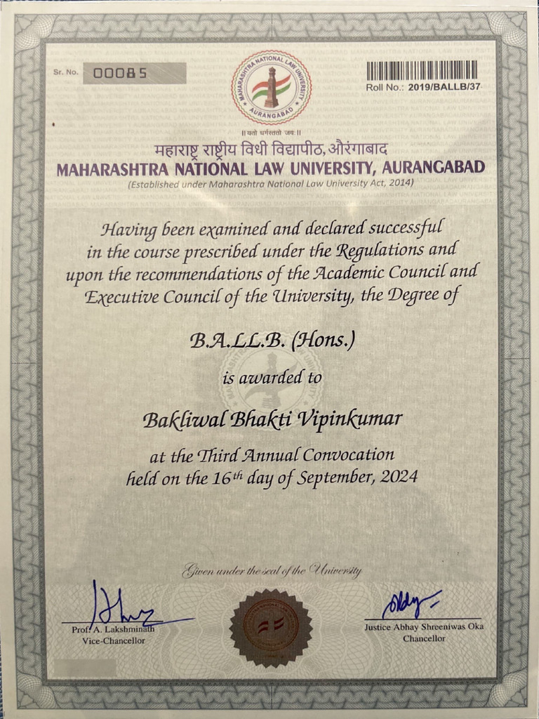 Degree Certificate | PDF