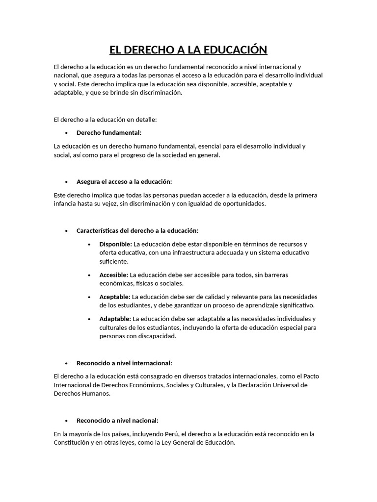 Derecho a la Educación: Fundamentos y Beneficios | PDF | Igualdad ...