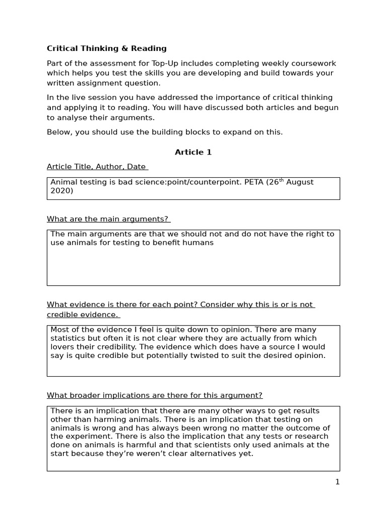Analyzing Animal Testing Arguments | PDF | Evidence | Animal Testing
