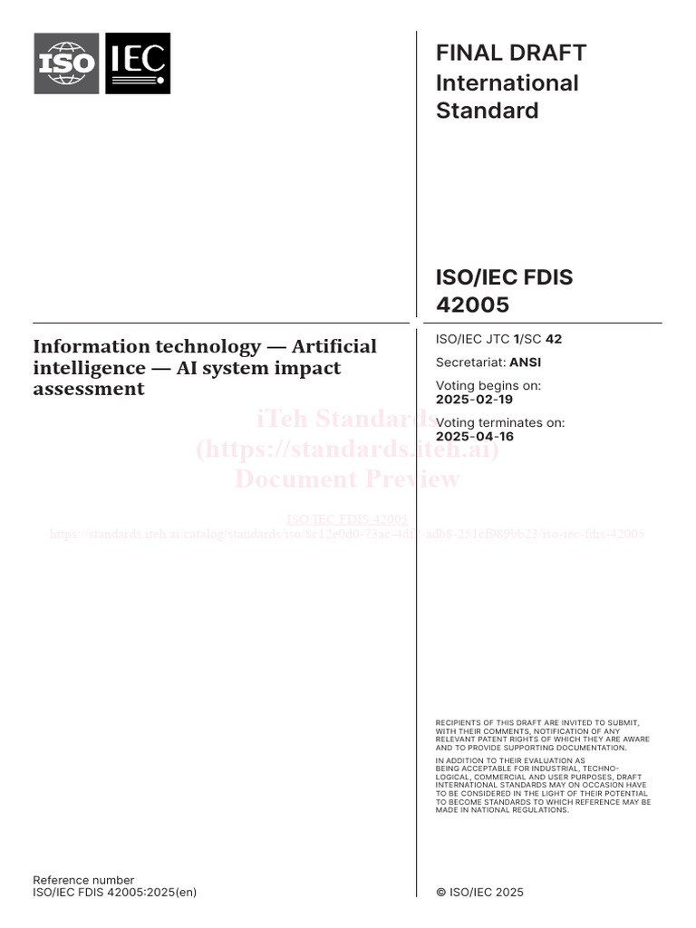 ISO/IEC 42005:2025 AI Impact Assessment | PDF | International ...
