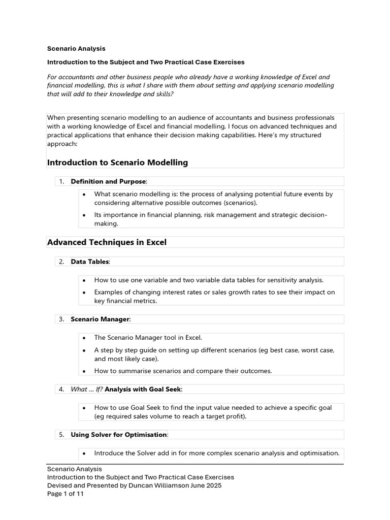 Excel Scenario Analysis for Retail | PDF | Scenario Planning | Marketing