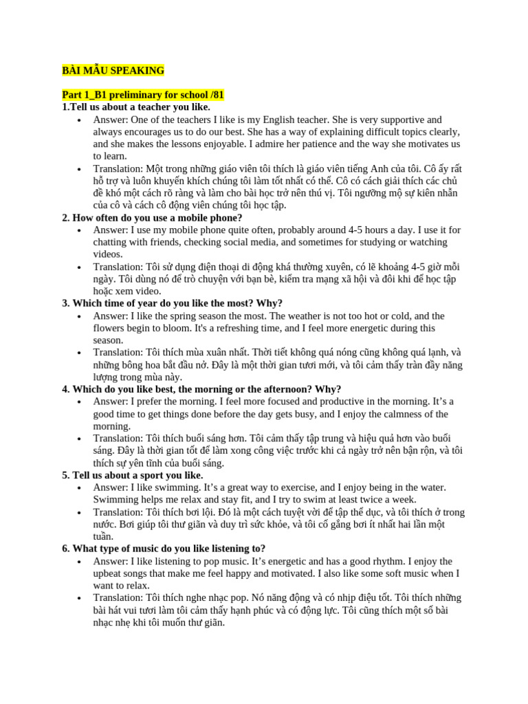 Sample Pet Speaking | PDF