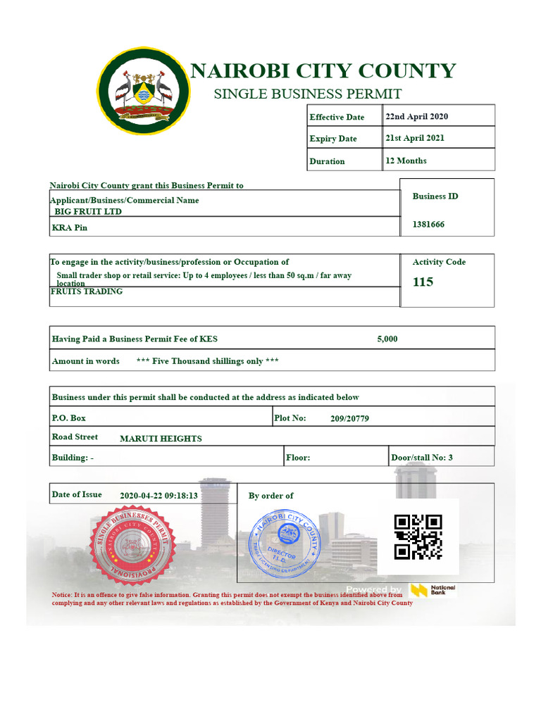 Big Fruit - Business Permit | PDF