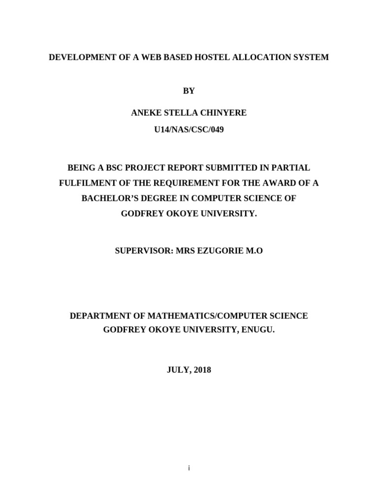 Development of A Web Based Hostel Allocation System | PDF | Html ...