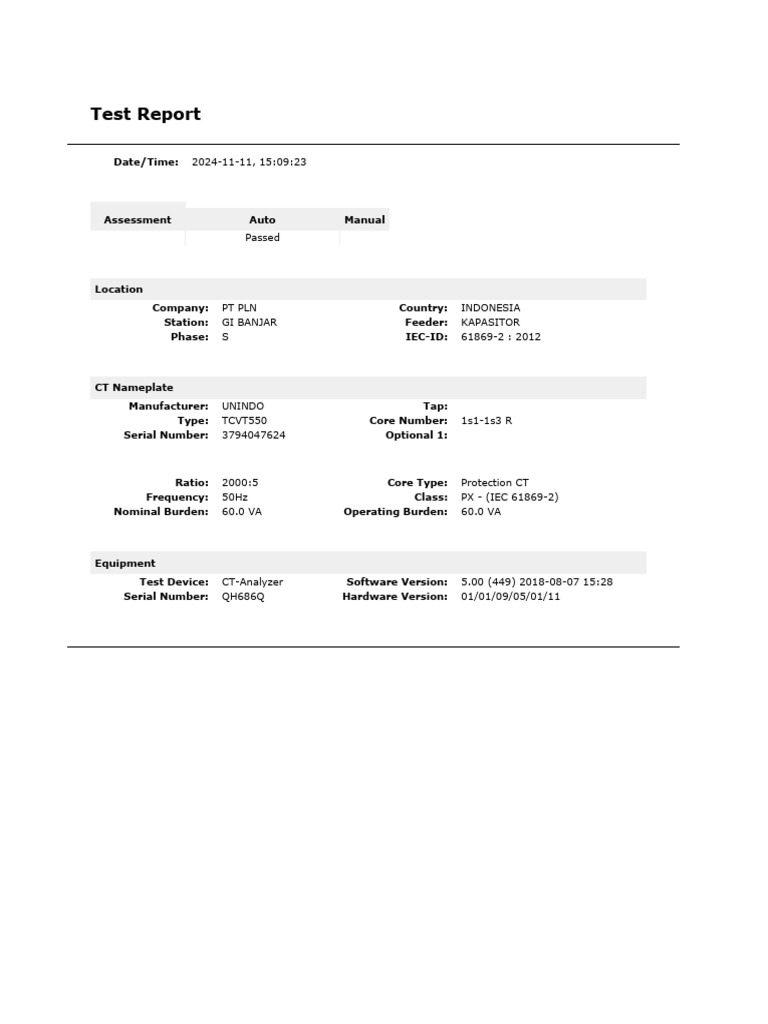 CT Report - ABB - AJ22120534 - 1s1-1s3 R | PDF | Electronics | Electricity