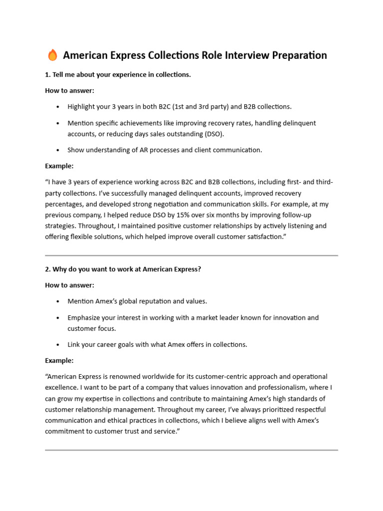 SOP For American Express Interview | PDF | Customer Satisfaction ...