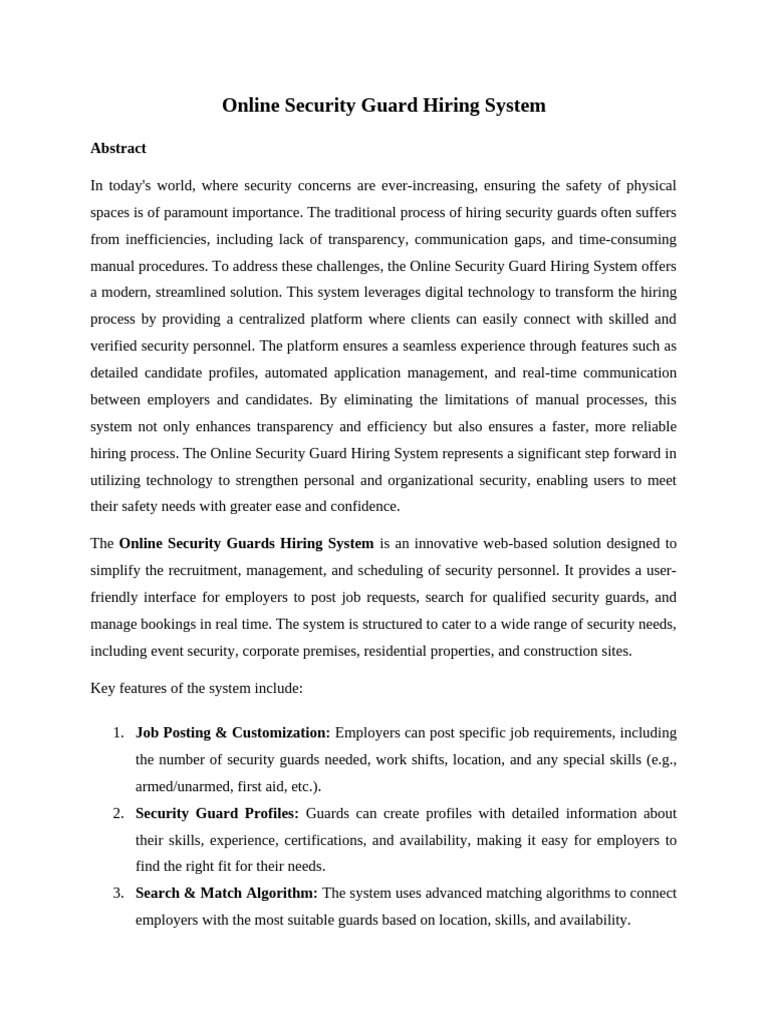 Final Report Online Security Guard Hiring System | PDF | Html | Html ...