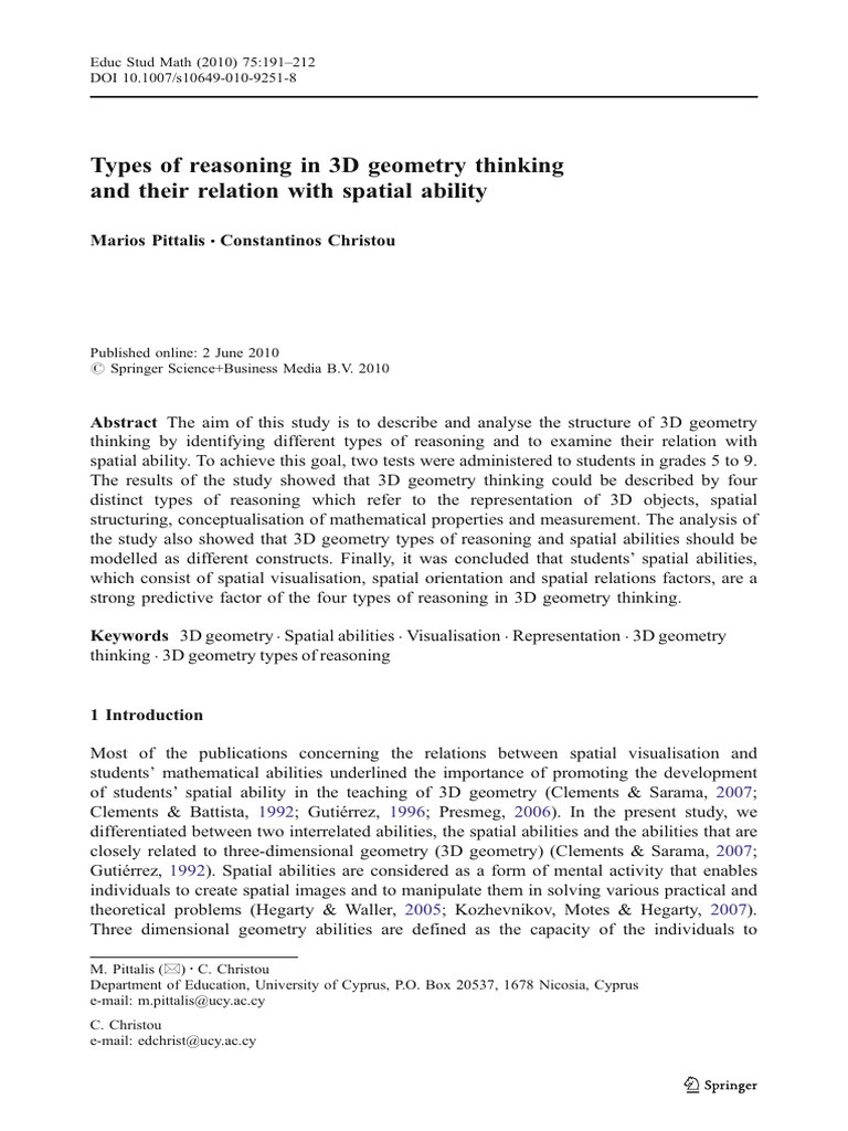3D Geometry Reasoning and Spatial Ability | PDF | Shape | Thought