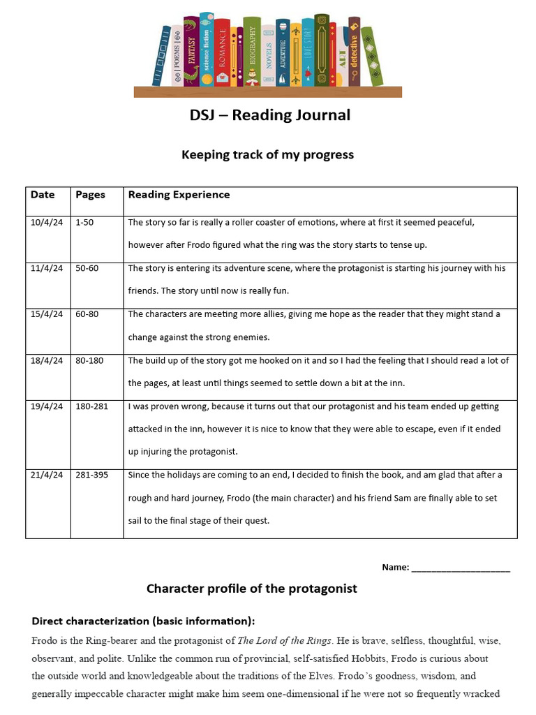 DSJ Reading Journal: Frodo's Journey | PDF | Hobbit | British ...