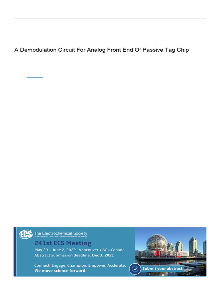 A Demodulation Circuit For Analog Front End of Pas | PDF | Detector ...