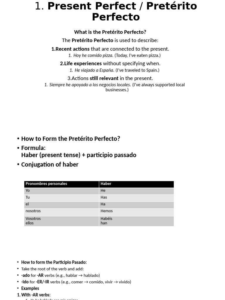 Preterito Perfecto | PDF
