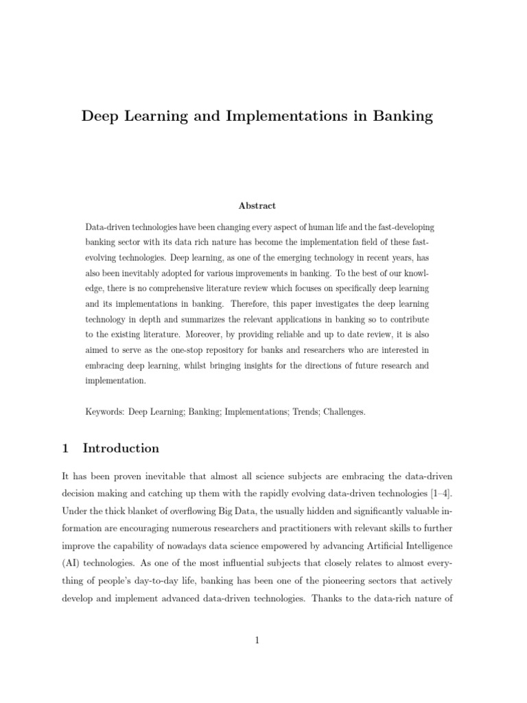 Deep Learning Applications in Banking | PDF | Deep Learning ...